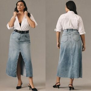 Pilcro Anthropologie Madi Front Slit Denim Jean Long Maxi Skirt Size 16